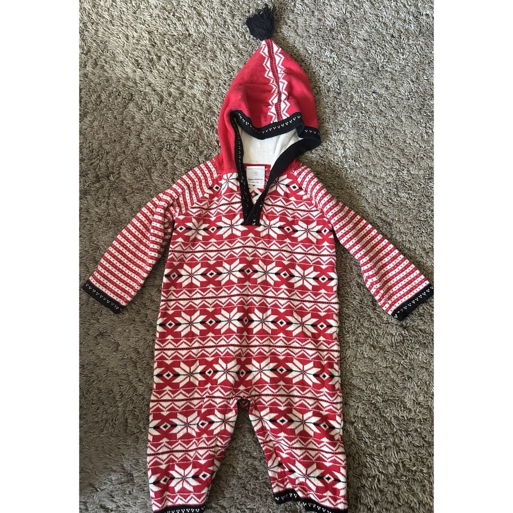 Hanna Anderrson Unisex‎ Fair Isle Hooded Romper-Size 70 Christmas Winter